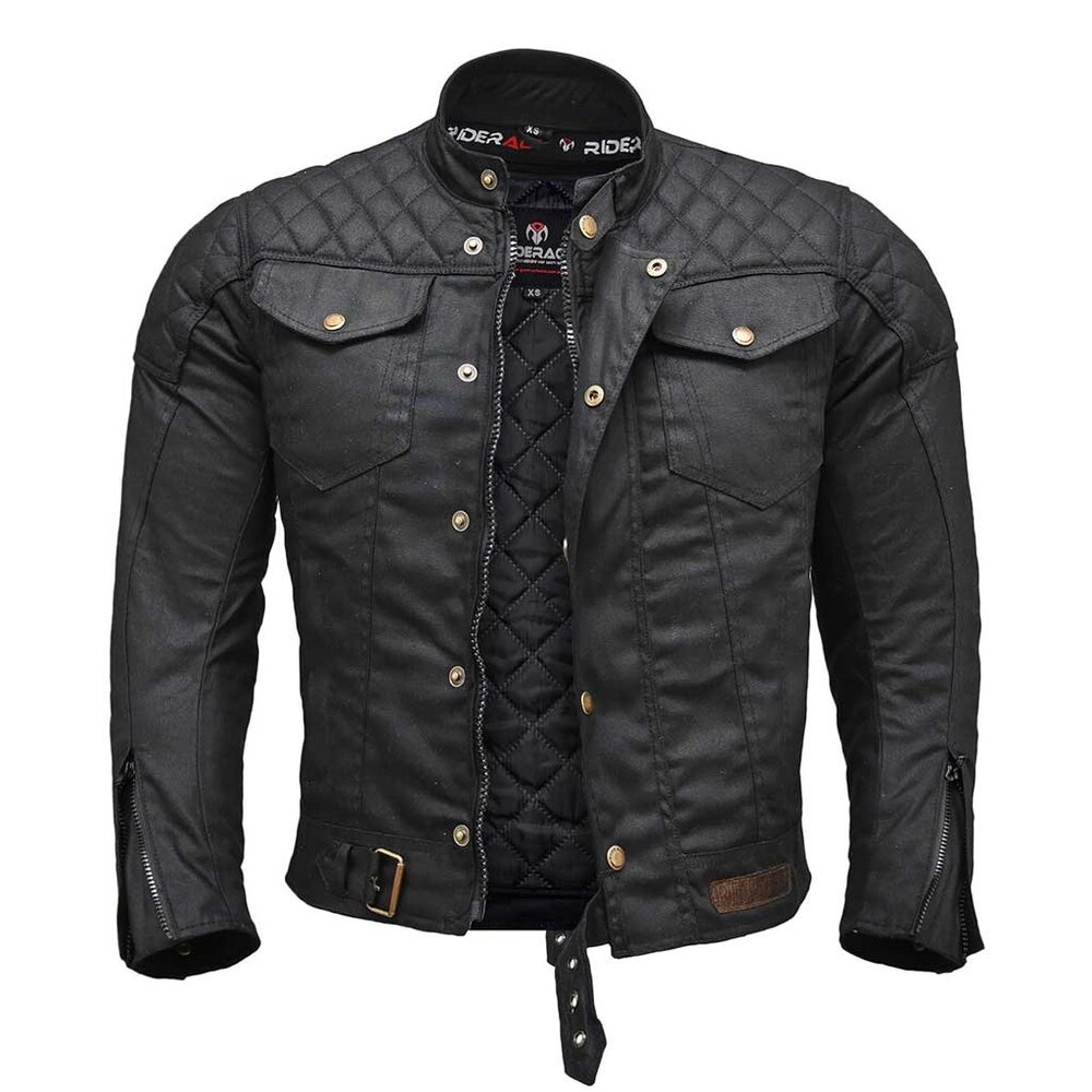 RIDERACT® Mens Motorcycle Jacket Waterproof Waxed Cotton  Biker Riding Jacket